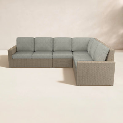 Henri 116" W Outdoor L-Shaped Sectional with Sunbrella Cushions