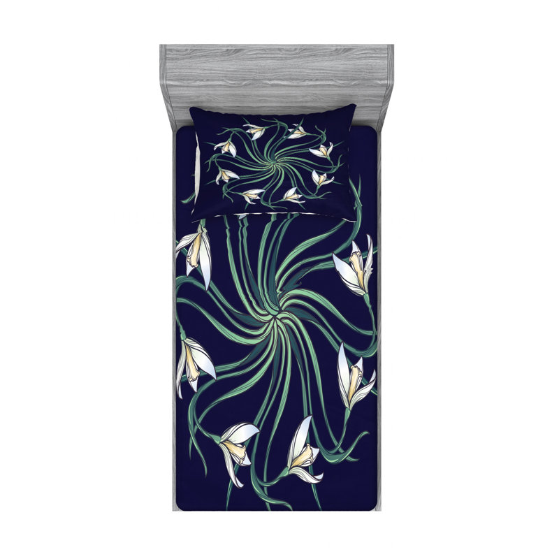 Microfiber Floral Sheet Set, Twin Sheet Set with Fitted Sheet