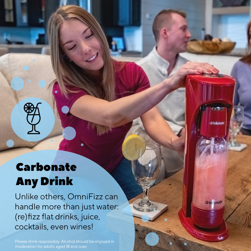OmniFizz Drinks Carbonator with 1x60L CO2 Cylinder, Black