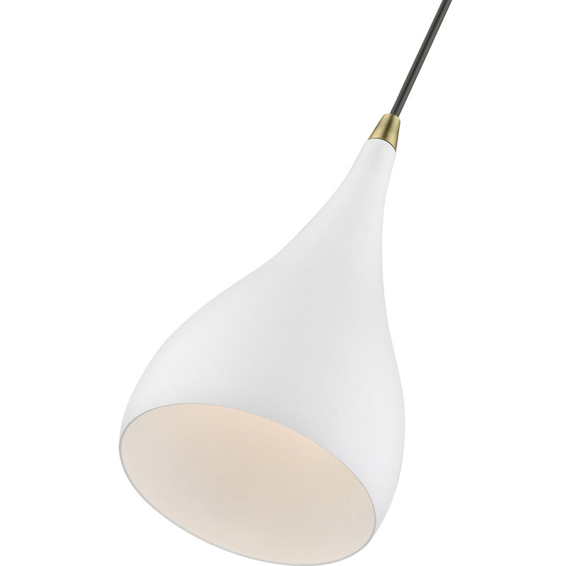 Ithel 1 - Light Pendant, Textured White/Antique Brass, Textured White