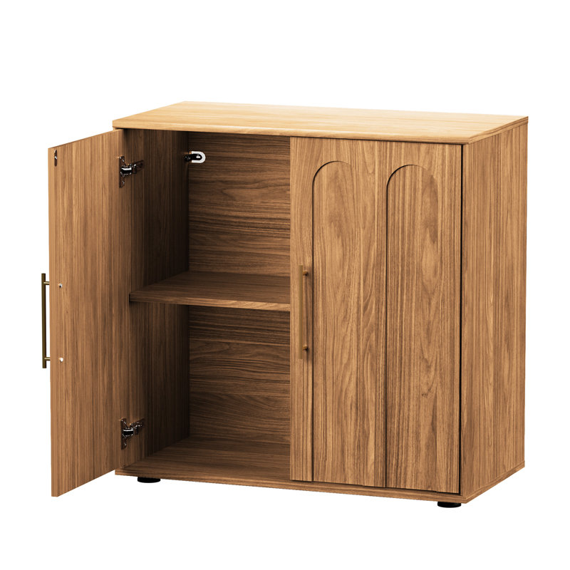 Armoire de rangement arquée avec poignée dorée, Naturel