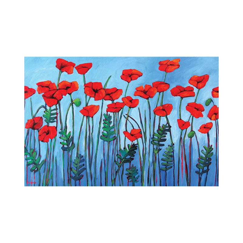 «Red Poppies» par Patty Baker - peinture sur toile tendue, H 12 po x l 18 po x 1,5 po