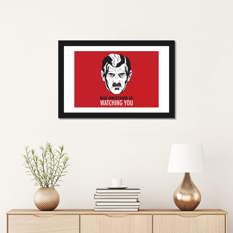 Le big-frère politique surveille votre 1984 affiche rétro sur toile, H 16 po x l 24 po x P 1 po, Papier avec cadre noir