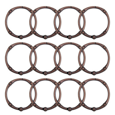 Crochets de rideau de douche, anneaux de rideau de douche décoratifs antirouille en métal, crochets de douche ronds pour tringle de douche de salle de bain, paquet de 12 (bronze huilé)