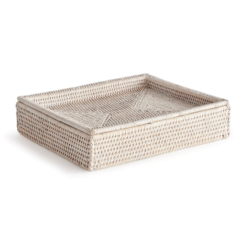 Rivah Handmade Wicker Decorative Box, White