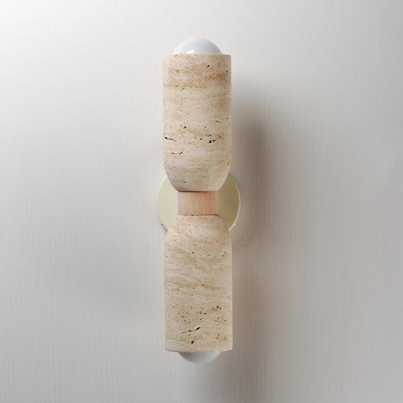 Pompeii-Wall Sconce, Travertine / Oyster