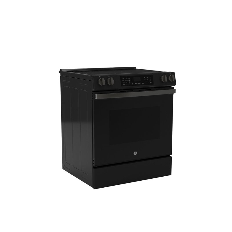 GE 30" Slide-In Electric Convection Range, Black State