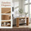 Canapé rustique moderne avec rangement - Console patinée au design ovale élégant et tablette ouverte-462466141