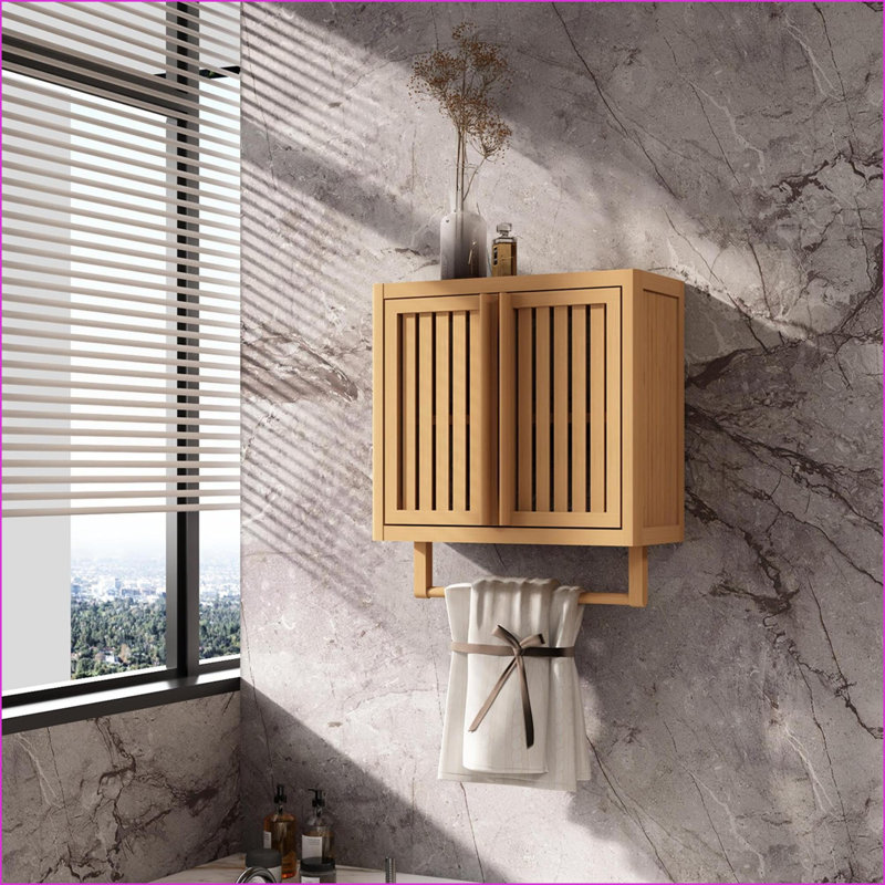 Armoires, armoire de rangement murale de salle de bain | Moderne | Bambou