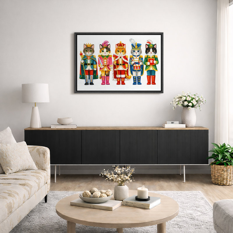 Art de chats royaux, images d'animaux mignons, impression sur toile encadrée, H 24 po x l 36 po x P 1,5 po, Cadre noir