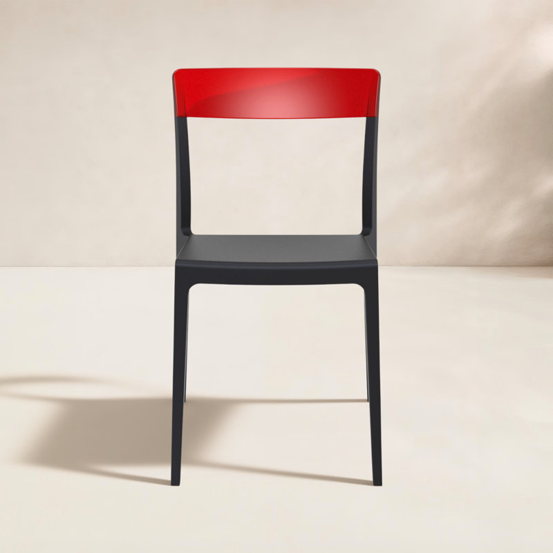 Chaise de terrasse empilable Kliebert, Noir / rouge transparent