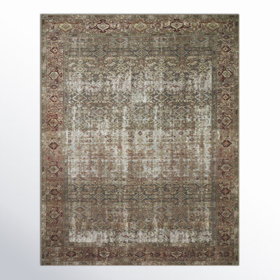 Georgie Oriental Moss/Salmon Area Rug
