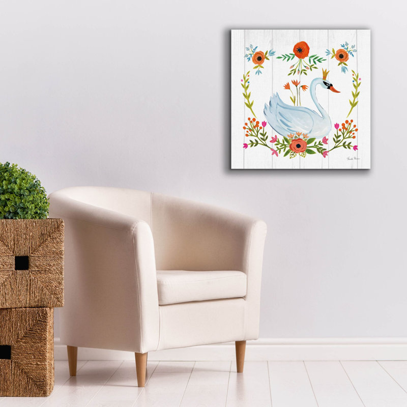  «Swan Love 1» par Farida Zaman, art mural sur toile, 26 po x 26 po, H 26 po x l 26 po