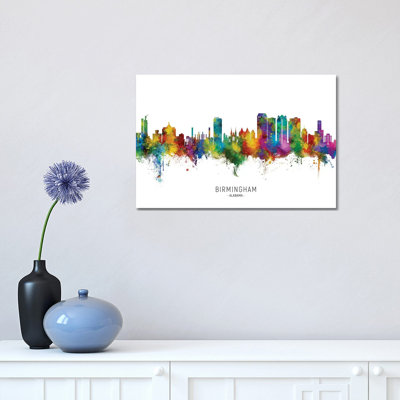 Birmingham Alabama Skyline City Name by Michael Tompsett - 1 Piece Wall Art on Canvas
