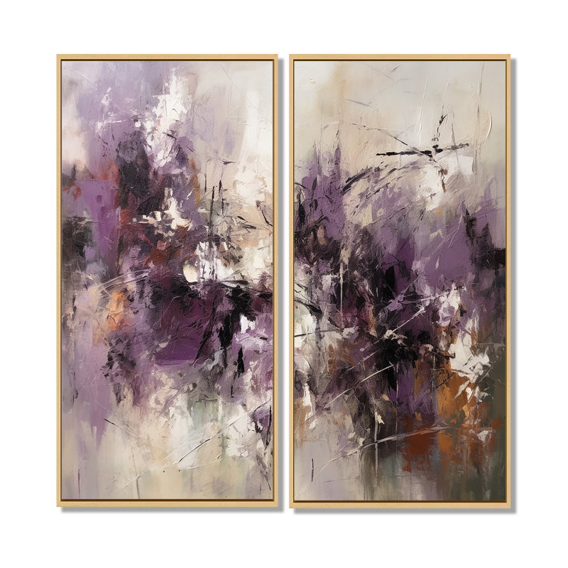 Modernist Expressions V - Décoration murale moderne orange 2 pièces, 32'' H x 32'' W, Impression encadrée flottante, Cream