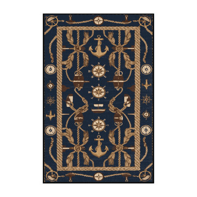 Washable Coordinate Elements Nautical Area Rug