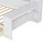 Lit de jour double en bois avec tablettes de rangement, 2 tiroirs et bureau d'étude, blanc antique-163480082-163480083