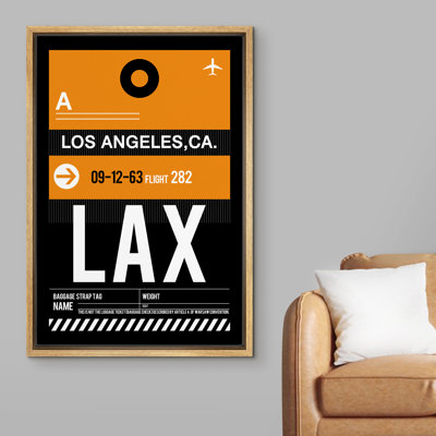 IRS01-IDEA4WALL Framed Canvas Print Wall Art Los Angeles Airport Poster Places Cityscape Typography Modern Art Mid Century Modern Colorful Ultra For Living Room, Bedroom, Office