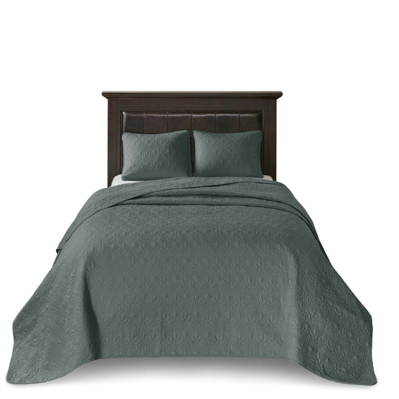 Queen 3 Piece Reversible Bedspread - For Grace, Oversized Deep Mattress, Pre-Washed Cotton Fill, Includes & Two Shams, Machine Washable Design Elegance,