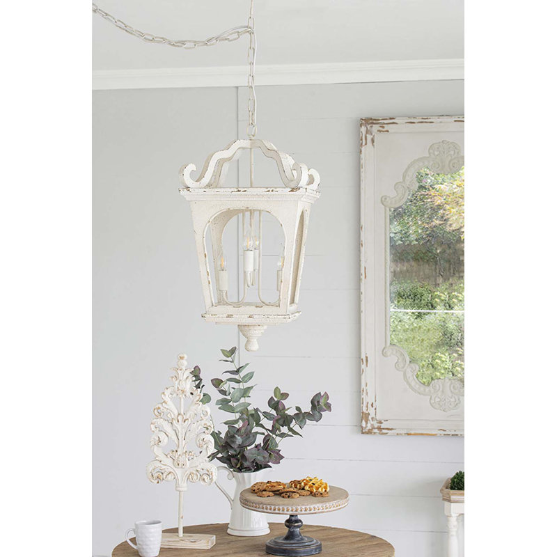 Lustre en bois à 4 lumières, luminaire suspendu avec chaîne réglable pour le vestibule de la salle à manger de la cuisine, ampoule non incluse