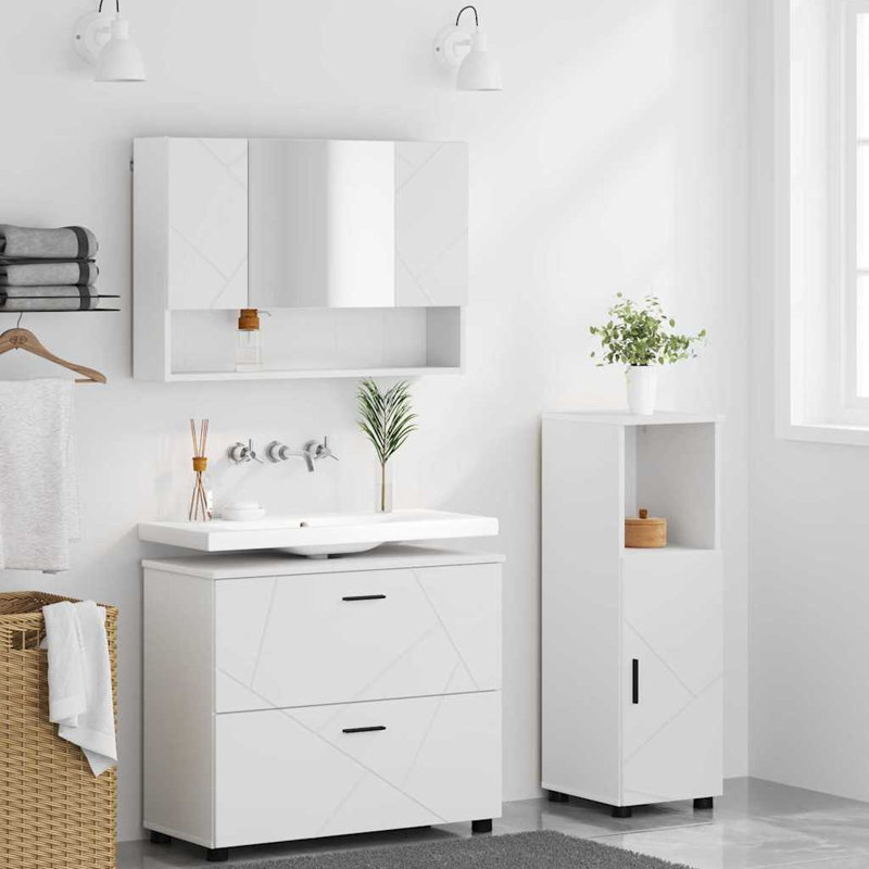 Wall Mounted Required Bathroom Storage Furniture Set, White