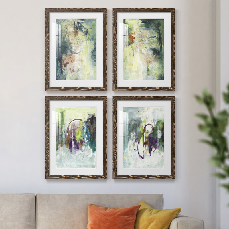 " Nature's Elements I " 4 - Pieces, 43.5" H x 31.5" W x 1" D, Walnut