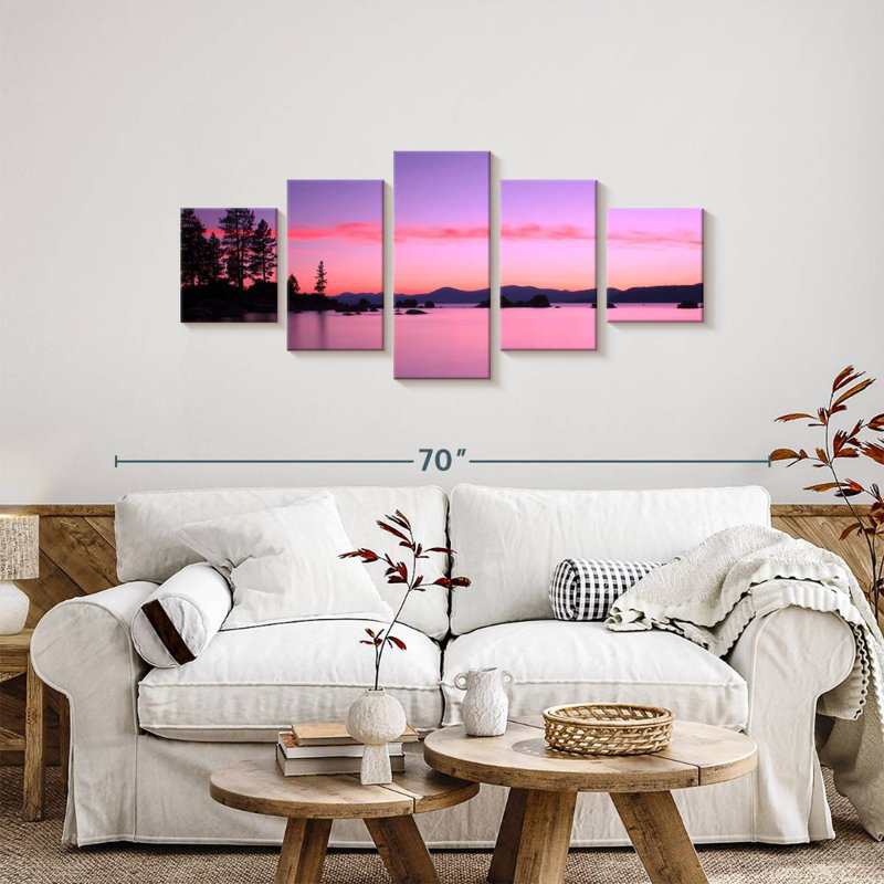 Pink Dusk Above Lake Tahoe, H 24 po x l 55 po