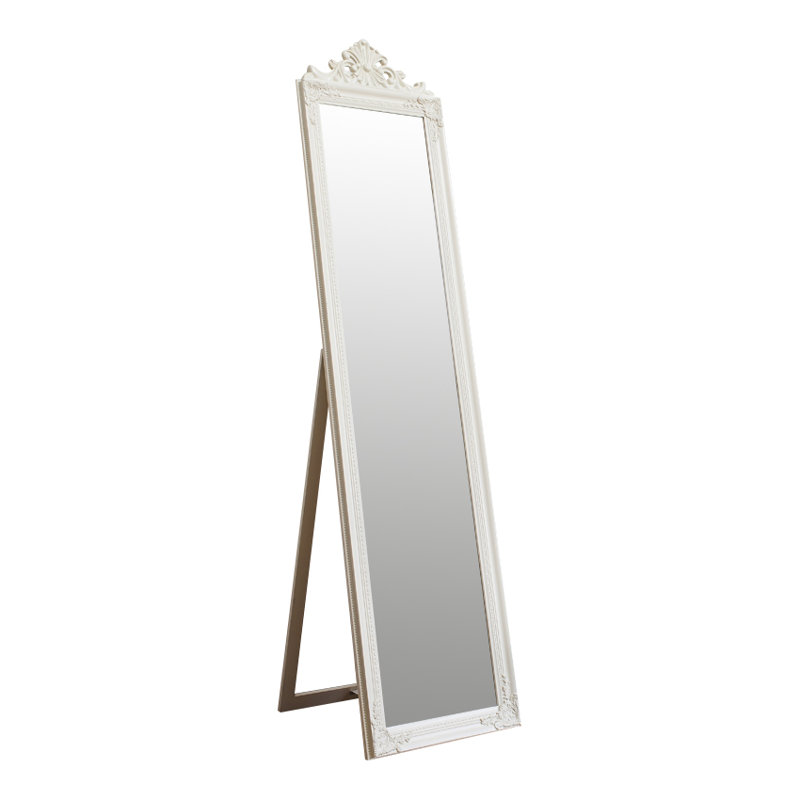 Bowie Wood Flat Floor Mirror, Off White