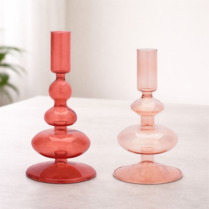 Multicolored Glass Taper Candle Holder