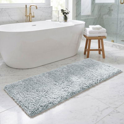 Better Trends Haven Collection 100% Polyester 2100 GSM Bath Runner Rug, Non-Slip TPR Backing , 20" x 60" Soft, Absorbent & Quick Dry Rug for Bathroom, Shower, Tub, Blue