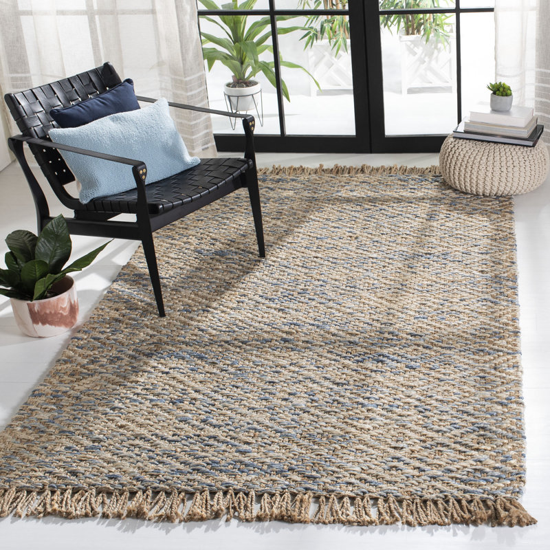 Leni Natural Fiber Hand Woven Jute Geometric Rug, Rectangle 5' x 8'