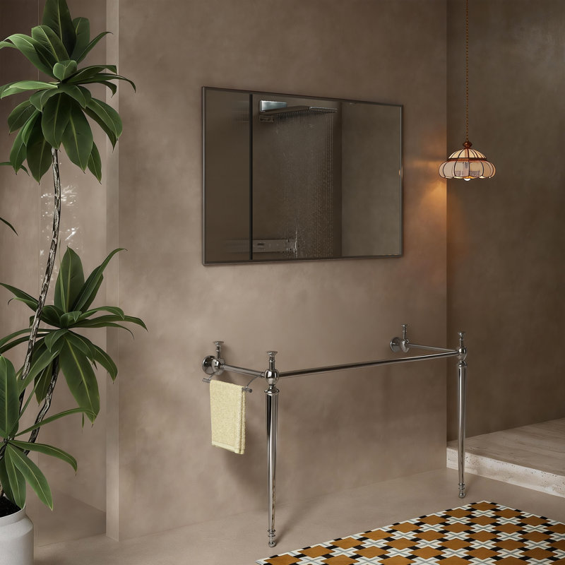 Structure de support de meuble-lavabo sur pieds 48 po, Argent, Argent