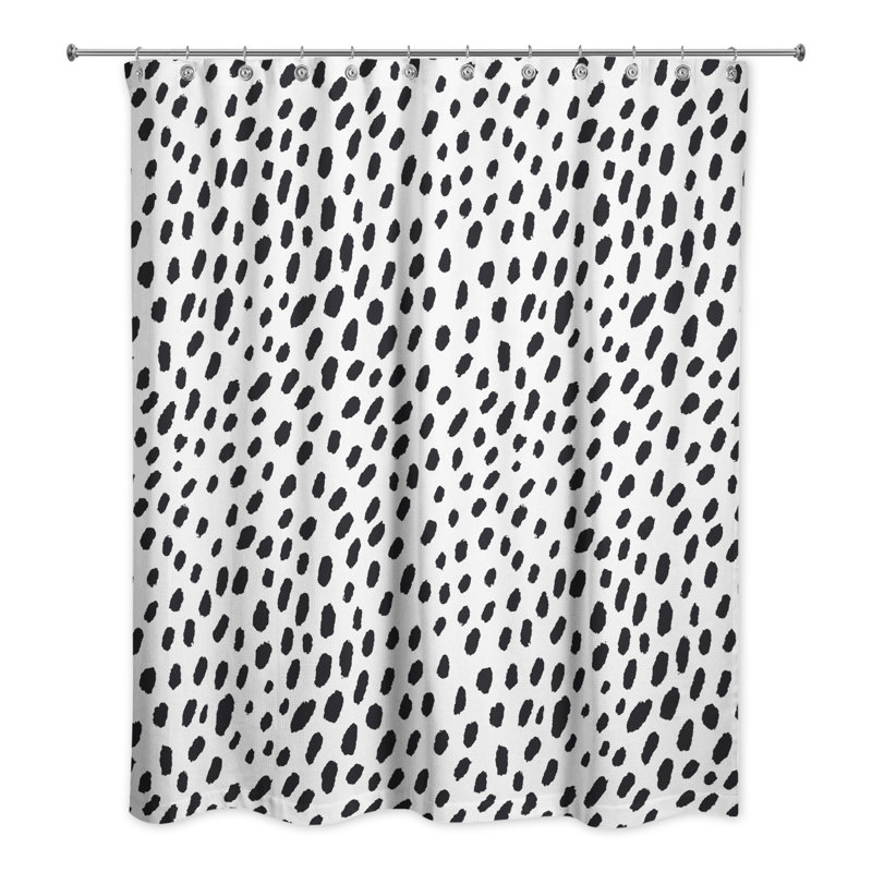 Rideau de douche monochromatique à pois