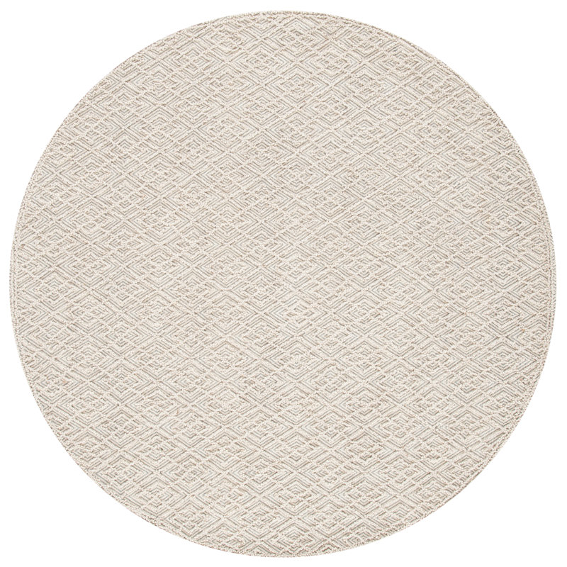 Heyde Hand Tufted Performance Geometric Rug, Round 6'