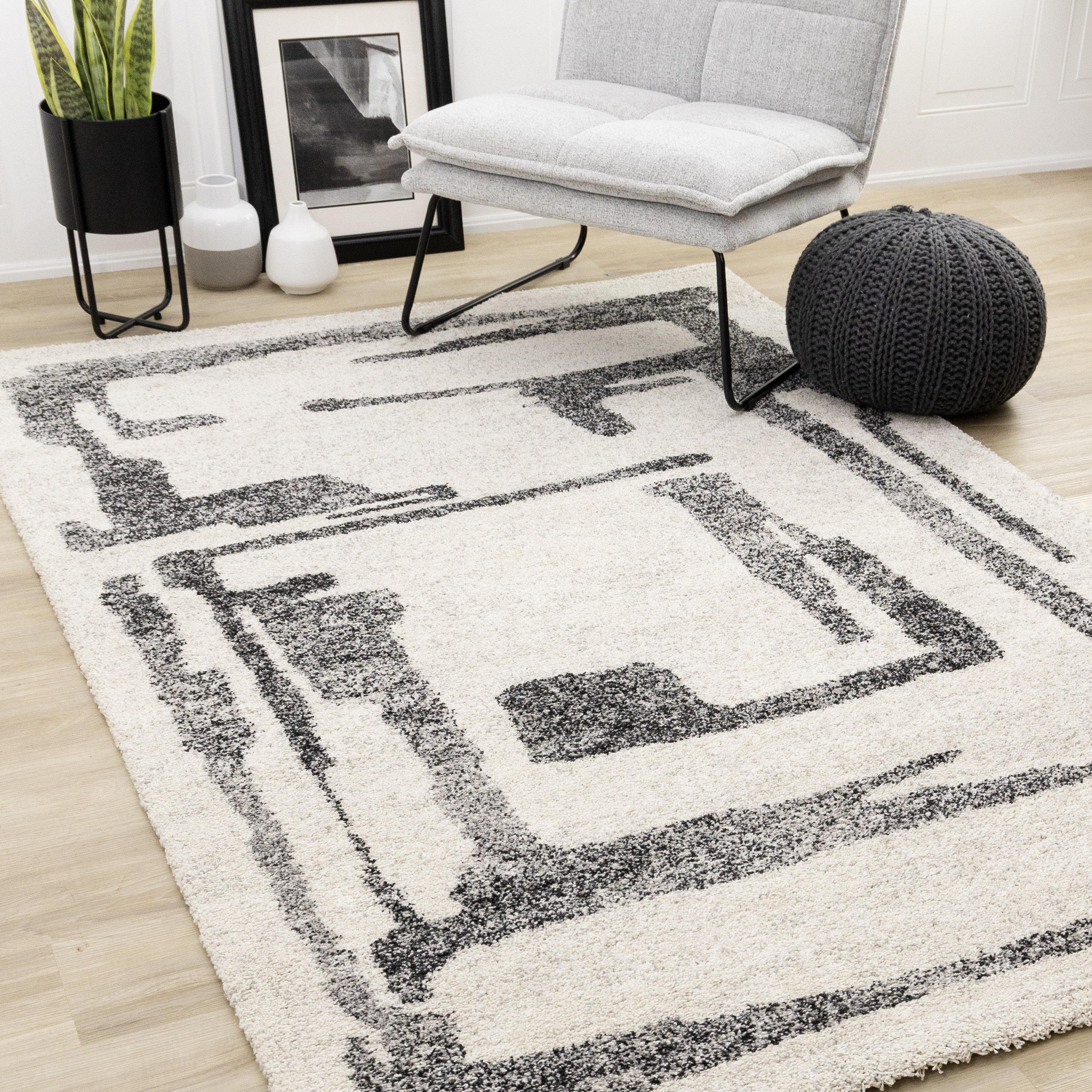 Hokku Designs Botaniq Solid Non Slip Rugs Organic Area Rug Distressed ...