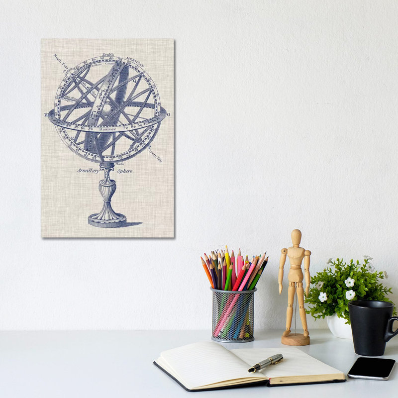 Armillary Sphere On Linen by Vision Studio - Wrapped Canvas Gallery-Wrapped Canvas Giclée, 30.48cm H x 20.32cm W