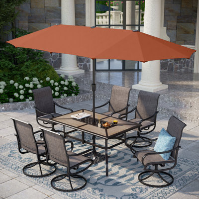 8 ensembles de salle à manger d'extérieur avec parasol 8 pièces