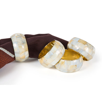 Mother Of Pearl Metal Napkin Ring