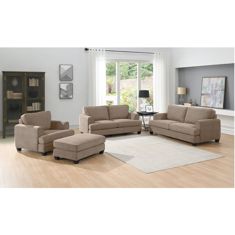 99cm Wide Rectangle Solid Colour Footstool Ottoman, Taupe