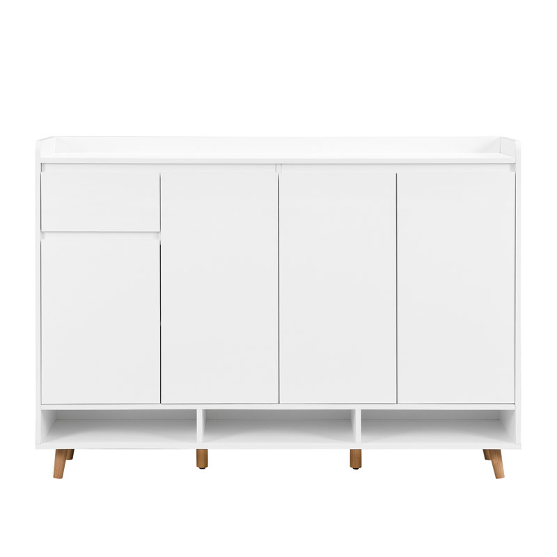 Armoire à chaussures élégante et contemporaine avec tablettes réglables, organisateur de maison minimaliste avec pieds en bois massif, buffet de rangement pour vestibule, salon