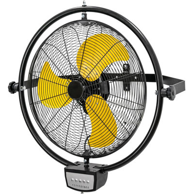 20-Inch Orbital Wall-Mounted Fan, 3-Speed, 5000 CFM, Remote, 4H Timer, Oscillation & Tilting, For Industrial & Commercial Use - UL Listed