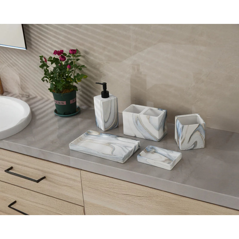 Ensemble d'accessoires de salle de bain en résine 7 pièces
