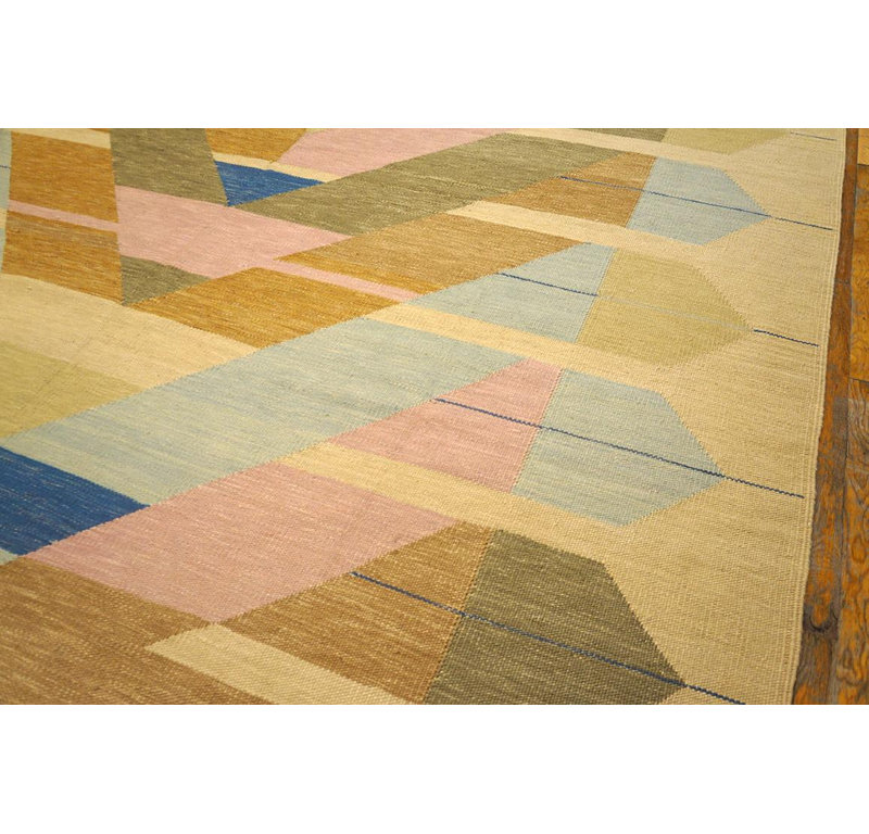 Magnifique tapis scandinave contemporain à motif de médaillons de couleur beige