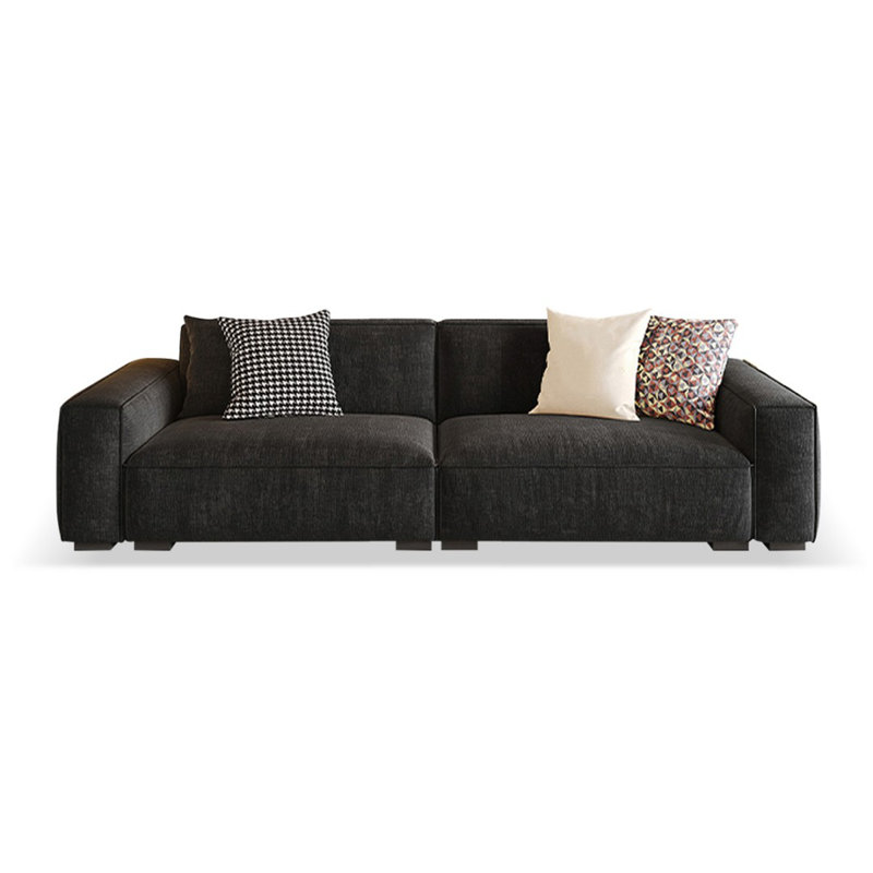 Black Polyester Blend Modular Sofa cushion couch, 3, 28.35" H x 94.49" W x 37.4" D
