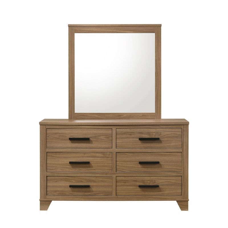 Commode avec miroir et six tiroirs noir