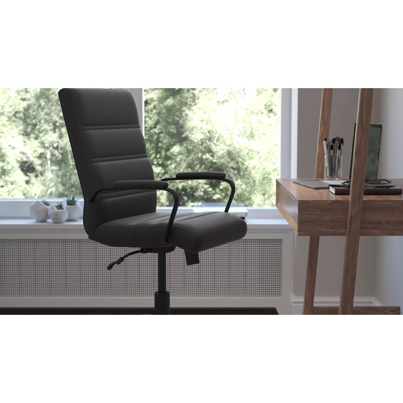 Camilia White LeatherSoft High-Back Executive Swivel Office Chair with Chrome Frame