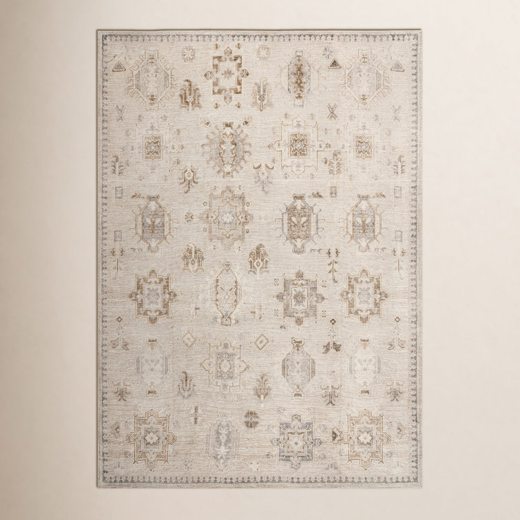 Elverta Medallion Machine Washable Runner Rug for Living Room Bedroom Dining Room Entryway Hallway Kitchen, Beige/Ivory