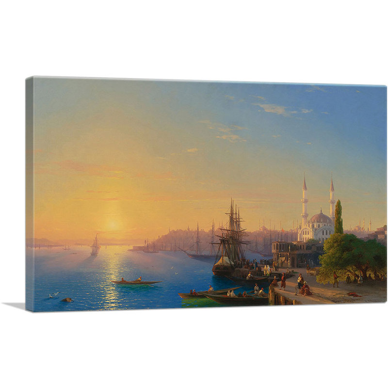 " View Of Constantinople And The Bosphorus 1856 " by Ivan Aivazovsky Painting Print, 12" H x 18" W x 1.5" D