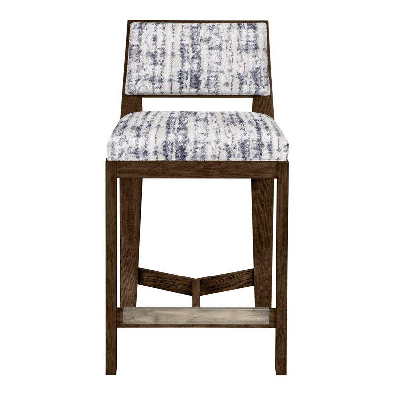Scoville By Thom Filicia Upholstered Counter Stool with Solid Wood Frame, La Havane, Marina Ozark