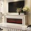 Meuble télé avec cheminée en chêne français rétro et luxueux, console décorative blanche / noire-128936998-128937000